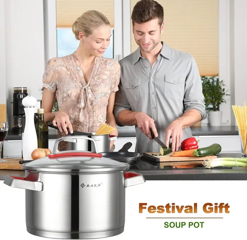 Miniatura 7 de NANFANG BROTHERS Olla de acero inoxidable de 3 cuartos de galón con tapa de vidrio, olla antiadherente de núcleo de cobre de grado alimenticio 316