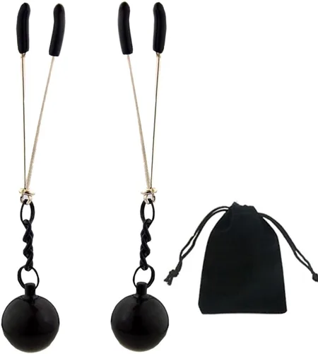 Miniatura 10 de Pinzas para pezón con peso de acero inoxidable con clip de cadena para pezón, bola ajustable, sin perforación, joyería para pezones para adultos