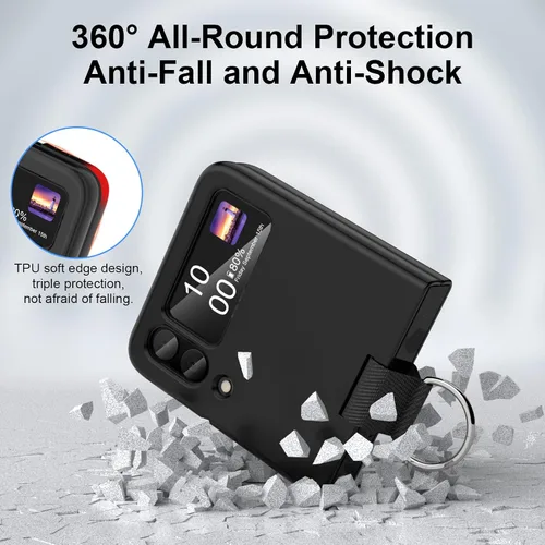 Miniatura 3 de Para Samsung Galaxy Z Flip 4 Funda Con Anillo Cubierta Protectora A Prueba De Golpes Flip Z 4 Funda Del Teléfono Para Galaxy Z Flip 4 5G 2022 - Negro