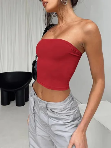 Miniatura 3 de Trendy Queen Womens 3 Pack Tube Tops Crop Tops Strapless Basic Backless Bandeau Bra Solid Summer Outfits