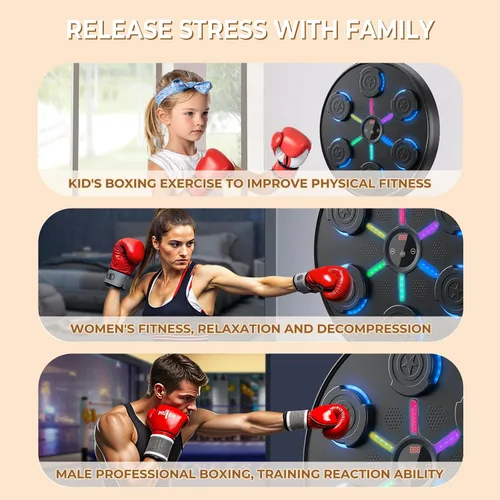 Miniatura 5 de 2025 New Music Boxing Machine with Boxing Gloves, Wall-Mounted, Upgraded Large Smart Bluetooth Music Boxing Target Workout Equipment for Home
