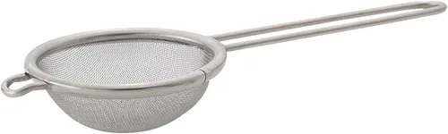 Colador de té HIC amplio con bandeja para goteo incorporada, malla de acero inoxidable 18/8, 2 in, Plateado