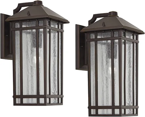 Miniatura 2 de Kathy Ireland Sierra Craftsman - Lámpara de pared rústica de 16 1/2 pulgadas de alto para exteriores, para porche, casa, exterior, faroles, juego