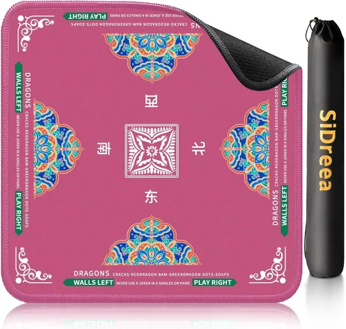 Miniatura 16 de Mahjong Mat 32.4 x 32.4 pulgadas, 0.118 in de grosor de goma antideslizante, tapete de mesa Mahjong con reducción de ruido, impermeable, tapete