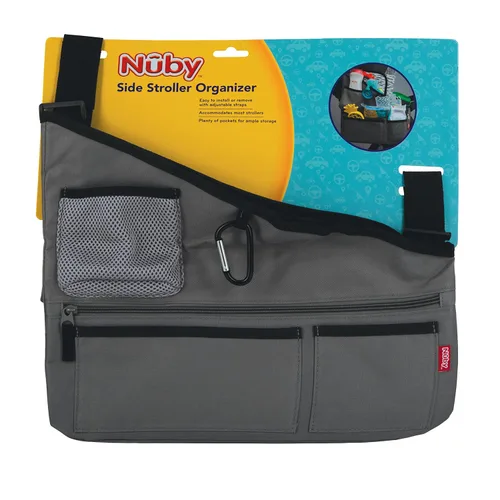 Miniatura 3 de Nuby Organizador lateral de tela para cochecito: mantiene los elementos esenciales organizados, color gris