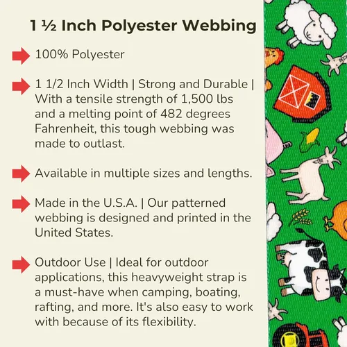Miniatura 5 de Country Brook Design - Correas de poliéster Farm Life Y'all 1 1/2 pulgadas de ancho