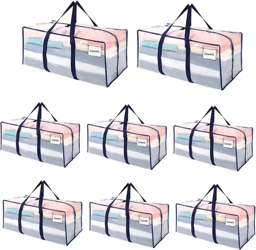 Miniatura 37 de VENO Paquete de 6 bolsas de mudanza resistentes, bolsas de embalaje con ventana transparente, alternativa a las cajas de mudanza, contenedores