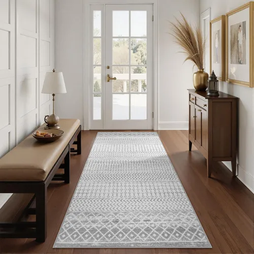 Miniatura 46 de Alfombras marroquíes para sala de estar, 5 x 7 pies, alfombra suave bohemia envejecida antideslizante grande, alfombra de granja de pelo bajo