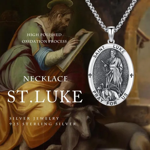 Miniatura 77 de Collar con colgante de plata de ley 925 con medalla de San Patrón, joyería religiosa para hombres y mujeres, con cadena de acero inoxidable 316L
