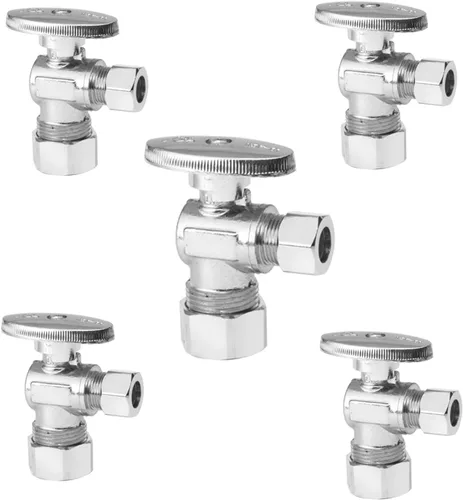 Miniatura 7 de Paquete de 10 Válvulas de Parada de Ángulo, Válvulas de Apagado de Agua de 1/4 Vuelta, Válvulas de Apagado de Fontanería de Entrada de Compresión