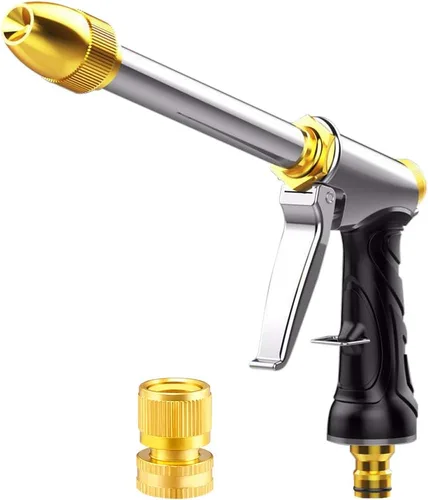 Boquilla de manguera de agua mejorada Boquilla de manguera de jardín de varilla larga, rociador de latón de metal resistente, pistola rociadora