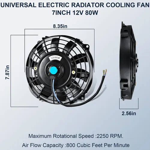 Miniatura 2 de MuHize Kit de ventilador de radiador eléctrico de 7 pulgadas, reemplazo universal delgado mejorado, fácil instalación, ventilador extractor de bajo