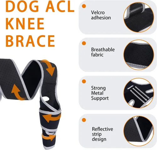 Miniatura 4 de Rodillera para perro para desgarro de ACL, soporte CCL para patas traseras/traseras con arnés y correas antideslizantes de ajuste ajustable, suave