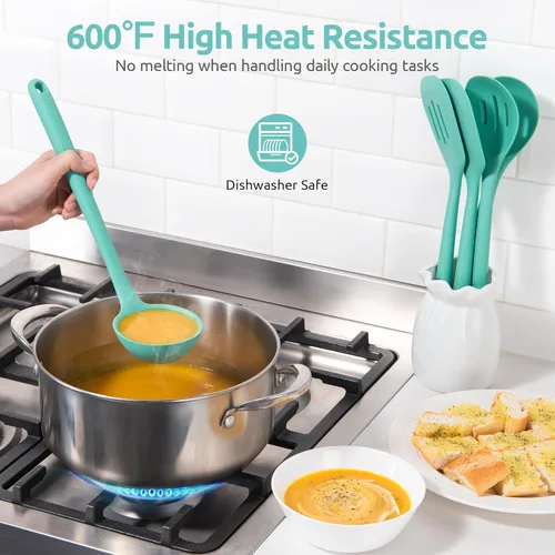 Miniatura 3 de Utensilios de cocina resistentes al calor de 600ºF: U-Taste Juego de herramientas de cocina de silicona extra largas de 13.6 pulgadas, espátula (3)