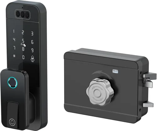 Miniatura 7 de Cerradura de puerta inteligente con reconocimiento facial y timbre, entrada sin llave 7 en 1, vena de palma, huella digital, contraseña, tarjeta IC