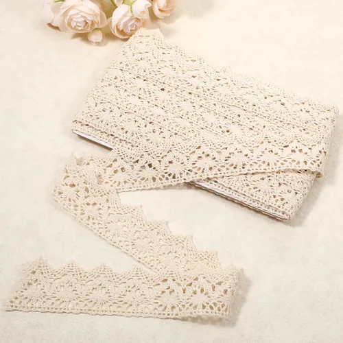 Cinta de encaje beige vintage con ribete de encaje de ganchillo de 10 yardas, cinta de coser para manualidades, paquete de regalo, envoltura de
