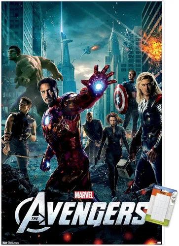 Miniatura 12 de Marvel Avengers: Póster de pared de una hoja, 22.4 pulgadas de largo x 14.7 pulgadas de ancho, versión enmarcada de madera de granero