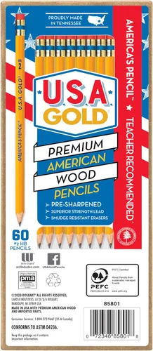 Miniatura 2 de Cra-Z-Art Lápices amarillos HB con caja de madera americana preafilados de oro de Estados Unidos, paquete de 60