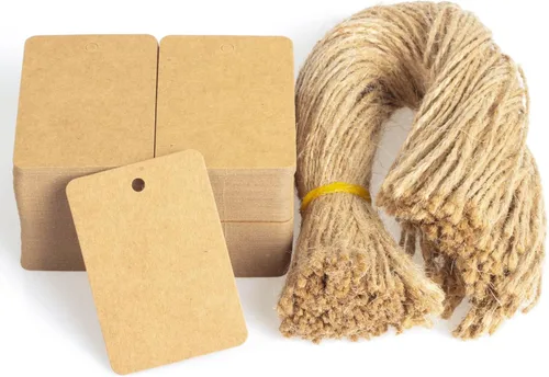 Miniatura 8 de 200 etiquetas de regalo con cuerda, etiquetas de papel kraft en blanco para proyectos de bricolaje, regalos, artes y manualidades, boda, vacaciones