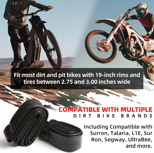 Miniatura 3 de AR-PRO Paquete de 2 tubos interiores de motocross resistentes de 2.75/3.00-19 pulgadas con vástago de válvula TR4 para neumáticos 70/100-19