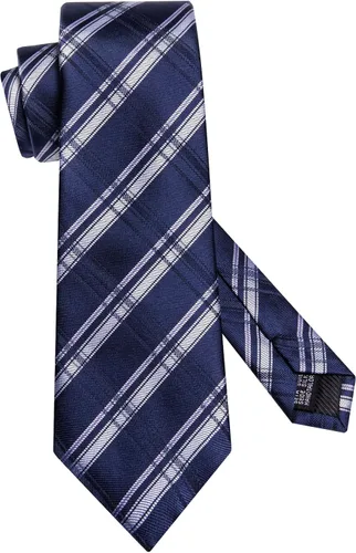 Miniatura 45 de Hi-Tie Corbata clásica de cachemira para hombre con pañuelo y gemelos a cuadros