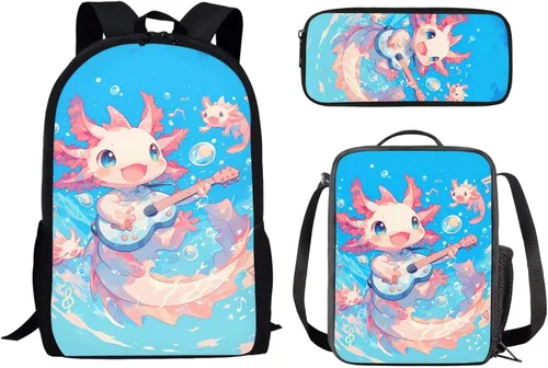 Miniatura 20 de Paquete de 3 bolsas escolares con estampado de bandera estadounidense para niños, mochila de gran capacidad para laptop, con cremallera, estuche