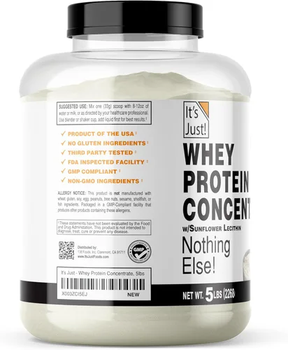 Miniatura 2 de It's Just! - Concentrado de proteína de suero 100%, fabricado en Estados Unidos, WPC-80 premium, sin sabores añadidos ni edulcorantes artificiales