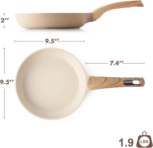 Miniatura 7 de SENSARTE Sartén antiadherente de cerámica de 9.5 pulgadas, sartenes antiadherentes para tortilla, no tóxica, cocina saludable, sartén de chef, libre