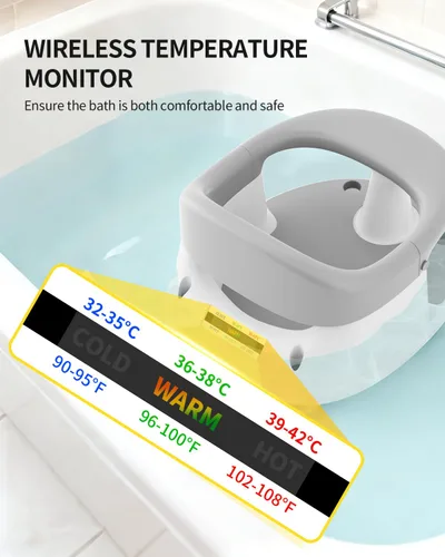 Miniatura 6 de Asiento de baño para bebés de 6 meses en adelante, asientos de baño para bebés sentados, 3 juguetes de baño para bebés, diseño abierto, Gris