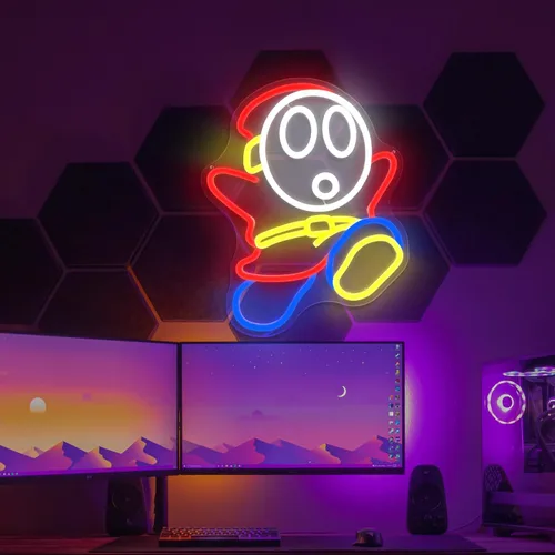 Miniatura 5 de Shy Guy - Letrero de neón regulable con luces LED para decoración de pared, videojuegos, para dormitorio, sala de juegos, cueva de hombre