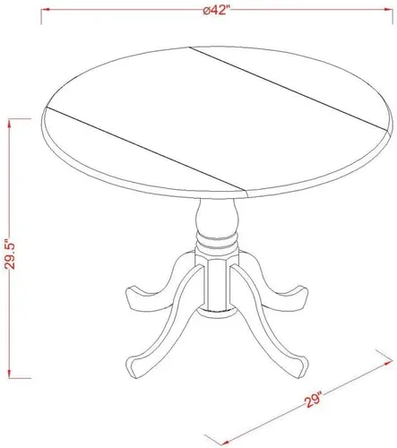 Miniatura 11 de East West Furniture DMEN3-LWH-06 - Juego de comedor de 3 piezas para espacios pequeños que contiene una mesa de comedor redonda con gotas y 2 sillas