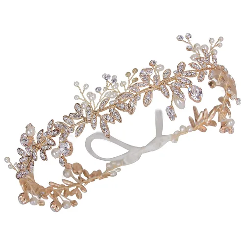 Diadema de diamantes de imitación de los años 20 para novia, accesorios de los años 20 para mujeres, novias de boda, color dorado