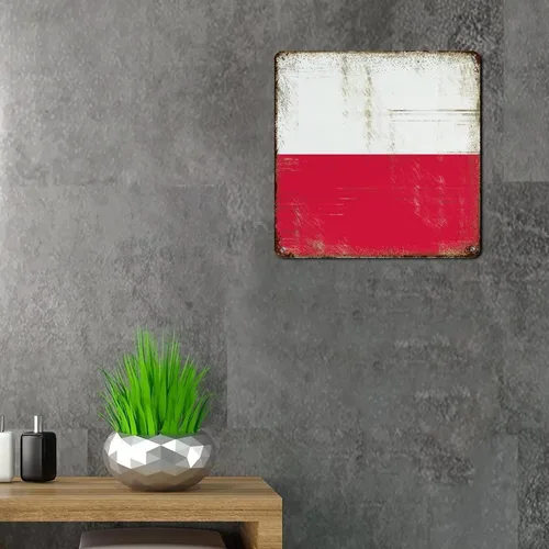 Miniatura 5 de Letrero de metal con bandera de país internacional, bandera de Polonia, regalo de bandera de Polonia, letreros de aluminio envejecidos