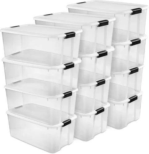Miniatura 19 de Sterilite - Paquete de 8 cajas ultra de cierre con pestillo, contenedores de almacenamiento con tapas, plástico transparente, 70 cuartos de galón