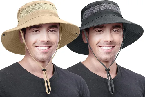 Miniatura 17 de Paquete de 2 sombreros Boonie para hombres y mujeres con protección UV UPF 50+ para pesca, senderismo y jardinería