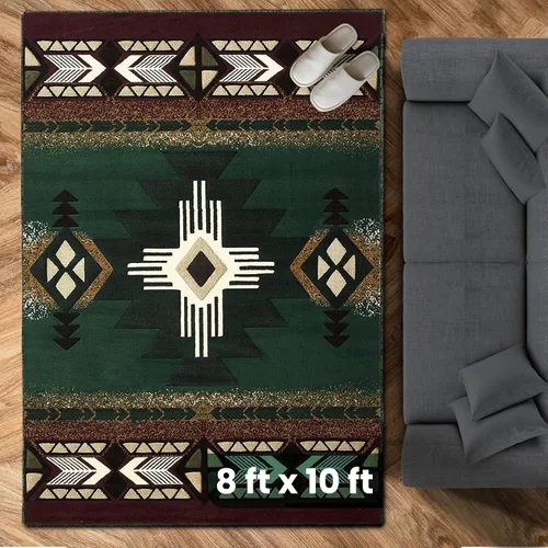 Miniatura 92 de YHSF South West - alfombra estilo nativo americano del suroeste C318 - fácil de limpiar, gruesa, suave, duradera, alfombra inspirada en tribus