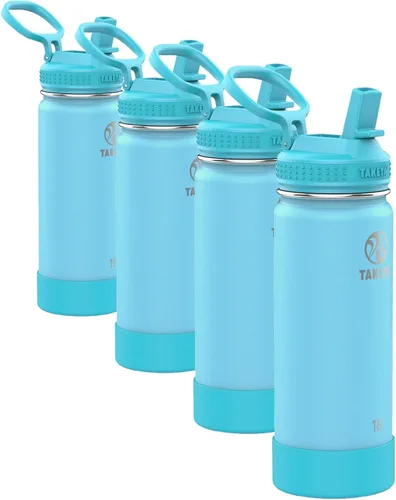 Miniatura 22 de Takeya Actives Kids - Botella de agua que brilla en la oscuridad con tapa con popote, botella de acero inoxidable con tapa sin BPA, reutilizable