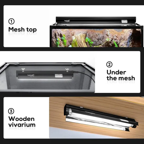 Miniatura 4 de T5 Kit Combinado de Lámpara para Reptiles de 24W Lámpara para Terrario de Reptiles con Capucha Bombilla de Luz UVB 10.0 Tubo Fluorescente Ideal