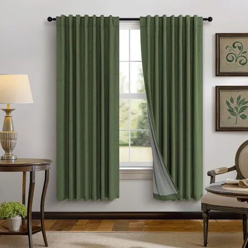 Miniatura 57 de Pitalk Cortinas cortas 100% opacas de lino para cafetería, 40 pulgadas de largo, 2 paneles, cortinas de puerta francesa para ventana, cortina
