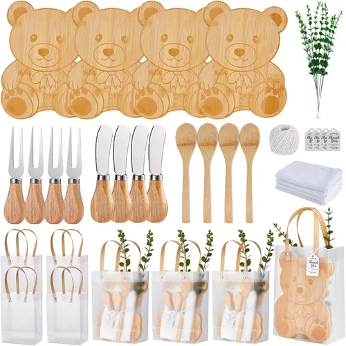 Miniatura 10 de Premios de baby shower para ganadores de juegos, tabla de queso en forma de oso, regalo con cucharas, esparcidores de mantequilla, bolsas de regalo