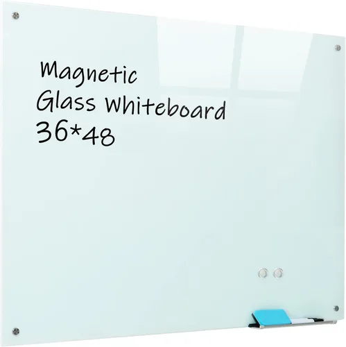 Miniatura 8 de Pizarra blanca magnética de cristal, 24 x 36 pulgadas, sin marco, pizarra blanca de borrado en seco, superficie montada en la pared para oficina