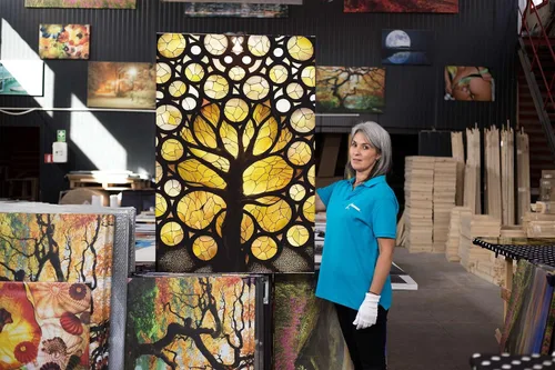 Miniatura 5 de Startonight Lienzo decorativo abstracto para pared, pintura del árbol de la vida amarillo, impresión grande estirada, moderna para dormitorio o sala