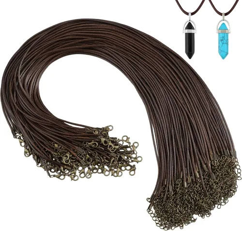 Miniatura 8 de Tudomro 100 piezas de collar de cuero encerado a granel con cierre, collar, pulsera, cadenas, cuerda para hacer joyas, colgantes