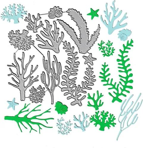 Miniatura 4 de Troqueles de corte de coral de algas marinas, caracolas de estrella de mar de mar, plantillas de metal en relieve para tarjetas de álbumes