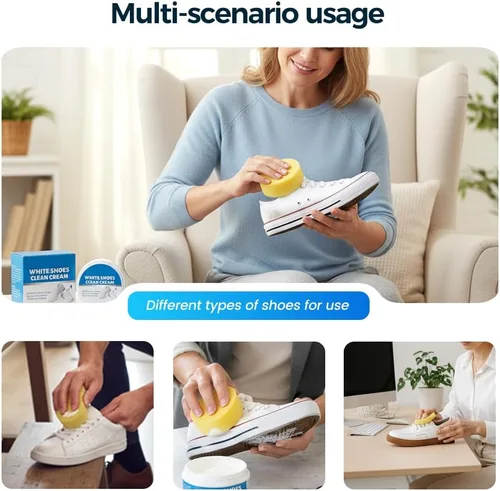 Miniatura 6 de Crema limpiadora de zapatos blanca, descontamina pasta sólida con esponja, limpiador multifuncional para zapatillas que elimina las manchas