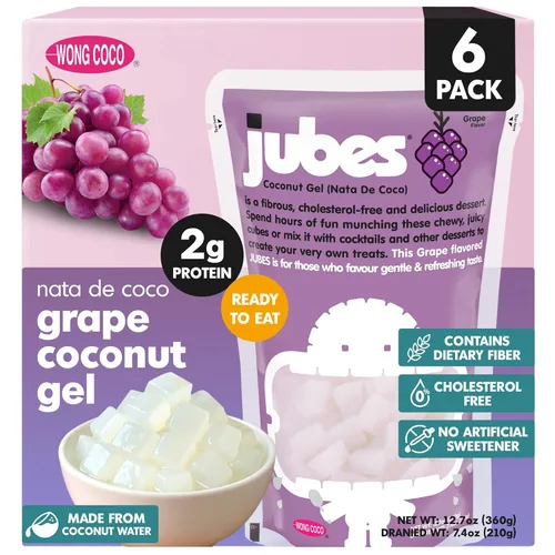 Miniatura 11 de Jubes Grape Nata De Coco Jelly Cubes (12.7 onzas, paquete de 3) – Cubos de jalea de coco de uva para sagú – Gel de coco en ingredientes de jarabe