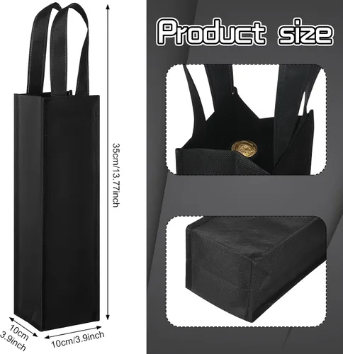 Miniatura 2 de Hoolerry - 36 bolsas de vino individuales de tela de Navidad, bolsas de regalo reutilizables, soporte para botellas no tejidas a granel con asas