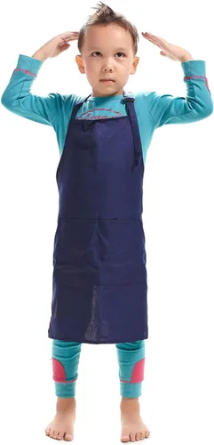 Miniatura 11 de Niños Art Smock Niños Pintura Babero Delantal Kit Artesanía 2 Bolsillos Espaciosos Rojo
