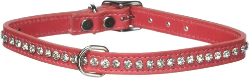 Miniatura 83 de Collar de perro de cuero y cristales de OmniPet Signature, cuero de grano de violeta africana de avestruz, se ajusta a un tamaño de cuello de 6"-8