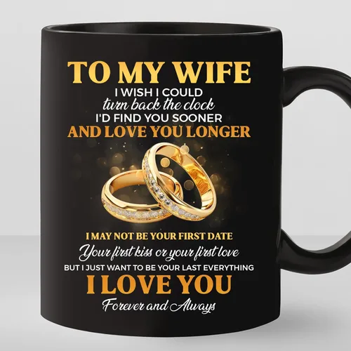 TODOLIA -Taza de café con texto en inglés «To My Wife I Love You», regalo de taza de café para esposa del marido, taza de aniversario de boda,